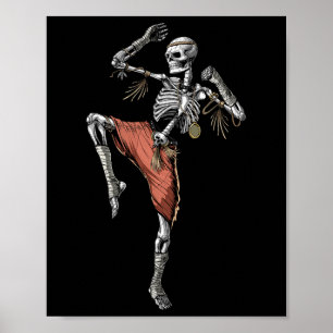 Affiche Skeleton Muay Thai Boxing Karate Kickboxing Martia