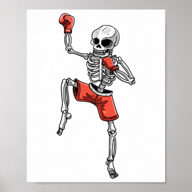 Affiche Skeleton Muay Thai Halloween Kickboxing Mixed mart (Devant)