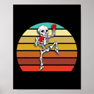 Affiche Skeleton Muay Thai Halloween Kickboxing Mma