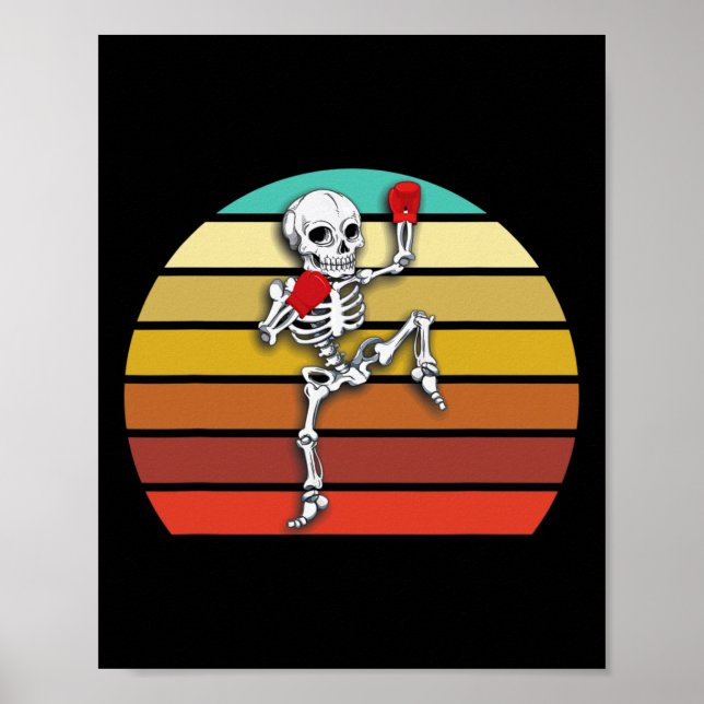 Affiche Skeleton Muay Thai Halloween Kickboxing Mma  (Devant)