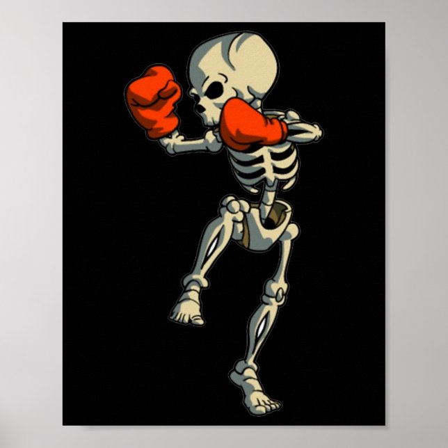 Affiche Skeleton Muay Thai Halloween Kickboxing Mma Combat (Devant)