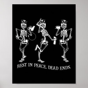 Affiche Skeleton Peace Dead met fin à Halloween coiffeur