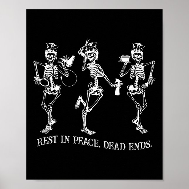 Affiche Skeleton Peace Dead met fin à Halloween coiffeur (Devant)