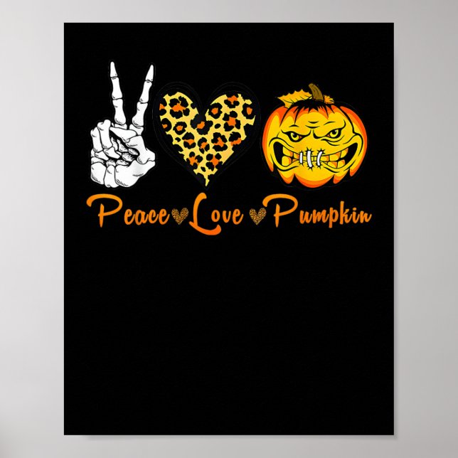Affiche Skeleton Peace Leopard Love Citrouille effrayant H (Devant)