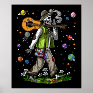 Affiche Skeleton psychédélique Hippie