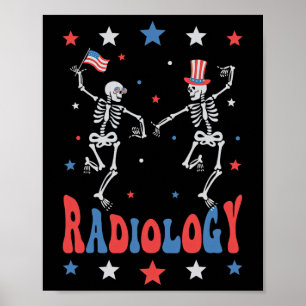 Affiche Skeleton Radiologie X-ray Tech Patriotique 4 Juil