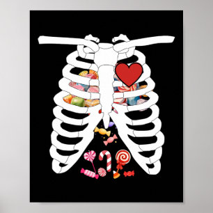 Affiche Skeleton Rib Cage X-ray Candy Drôle Halloween Coût