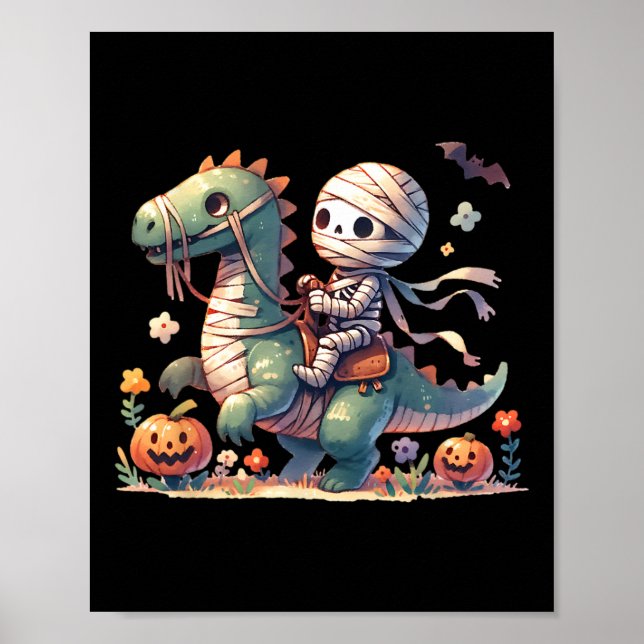 Affiche Skeleton Riding Dragon Halloween Thème Citrouille  (Devant)