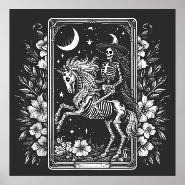 Affiche Skeleton Riding Unicorn Skeleton Tarot Card (Devant)