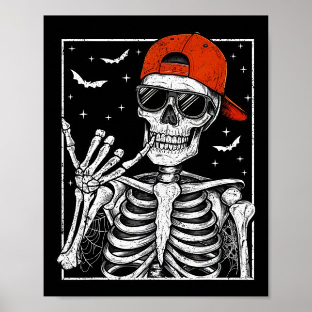 Affiche Skeleton Rock Halloween Costume Cool Rock Mus (Devant)