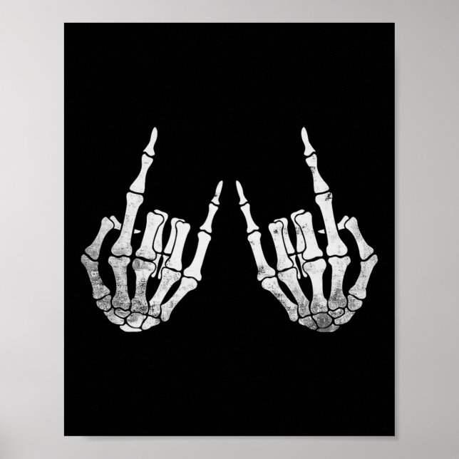 Affiche Skeleton Rock Mains Lazy Costume Halloween Cool Bo (Devant)