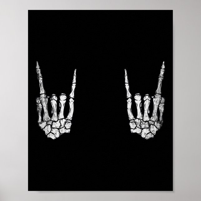Affiche Skeleton Rock Mains Lazy Costume Halloween Cool Bo (Devant)