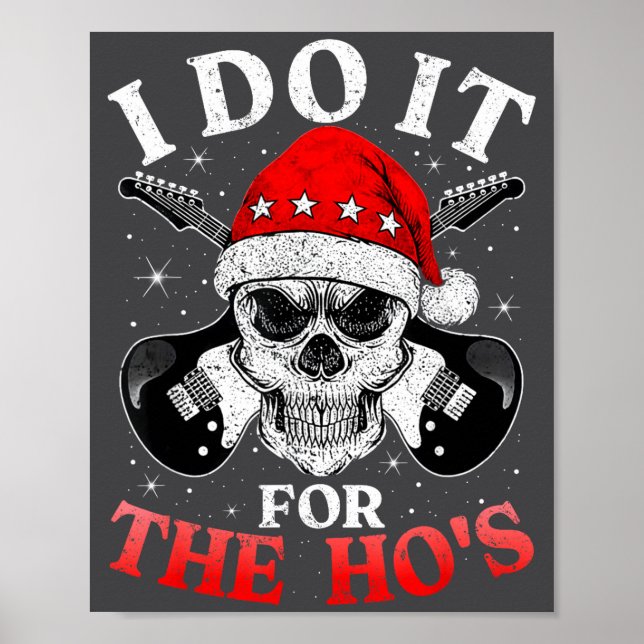 Affiche Skeleton Santa Rocker Inappropriate Funny Guitar G (Devant)