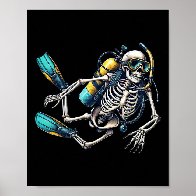 Affiche Skeleton Scu Diving Halloween Skeleton Scu Diver (Devant)
