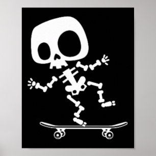 Affiche Skeleton Skateboard Halloween Costume amusant Skat