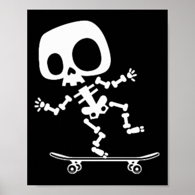 Affiche Skeleton Skateboard Halloween Costume amusant Skat (Devant)