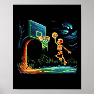 Affiche Skeleton Slam Dunk Hoop Bysketbyll Halloween Homme