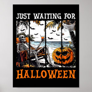Affiche Skeleton Summer Beach Rétro En Attente De Hallo
