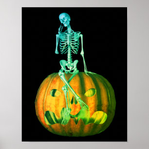 Affiche Skeleton sur Jack-o'-lantern Citrouille