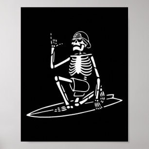 Affiche Skeleton Surf Lazy Halloween Costume Crâne os