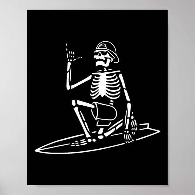 Affiche Skeleton Surf Lazy Halloween Costume Crâne os (Devant)