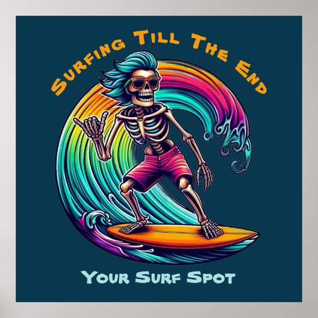 Affiche Skeleton Surfer En Vague (Devant)