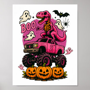 Affiche Skeleton T Rex Dinosaur Monster Truck Citrouille B