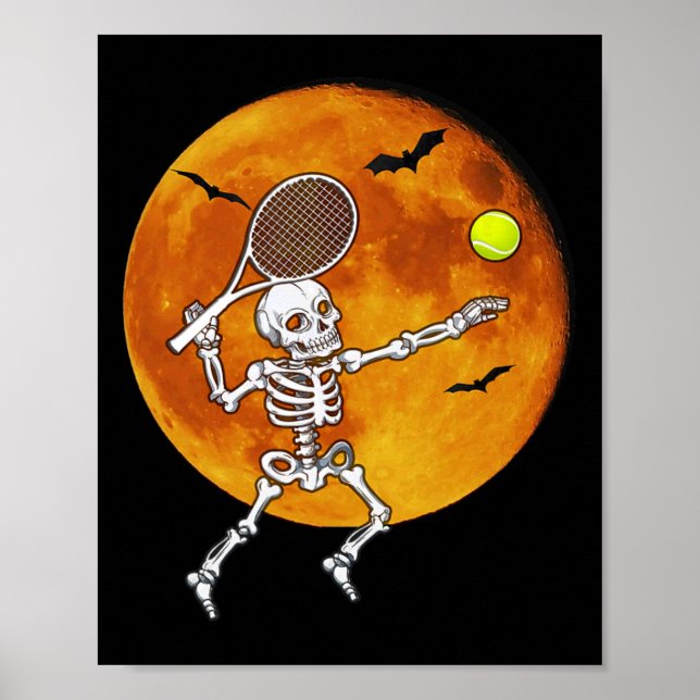 Affiche Skeleton Tennis Halloween Racket Ll (Devant)