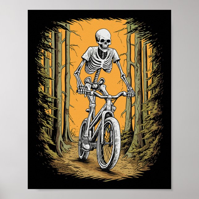 Affiche Skeleton VTT Cycliste Skeleton Halloween (Devant)