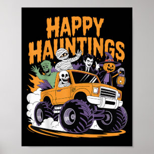 Affiche Skeleton Zombie Vampire Monster Camion Halloween T