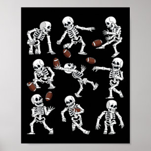 Affiche Skeletons américains de football Halloween Drôle H