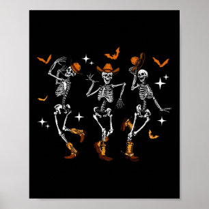 Affiche Skeletons Dance Cowboy Occidental Halloween Costum