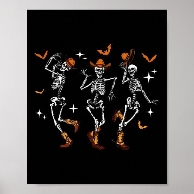 Affiche Skeletons Dance Cowboy Occidental Halloween Costum (Devant)