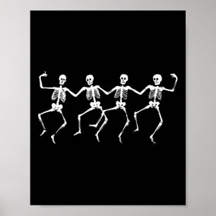 Affiche Skeletons de danse - Éffrayant Funny Halloween Par