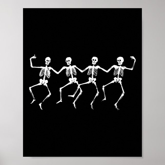 Affiche Skeletons de danse - Éffrayant Funny Halloween Par (Devant)