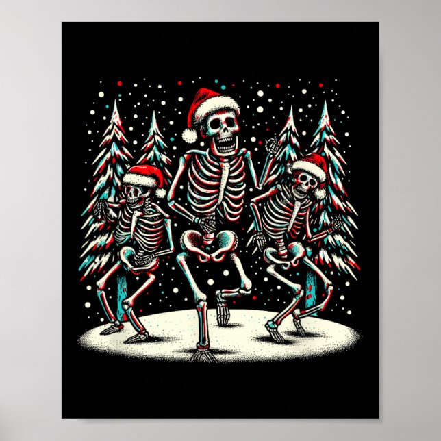 Affiche Skeletons de Noël - Costume d'Halloween Vintage (Devant)