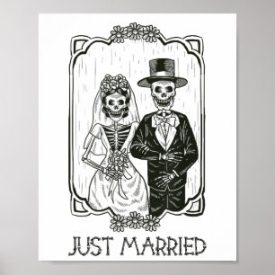 Affiche Skeletons D'Halloween Mariée Et Groom Juste Mariée
