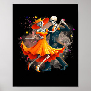 Affiche Skeletons Dia De Los Muertos Dansant Le Sugar Mexi
