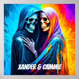 Affiche Skeletons enveloppés dans un arc-en-ciel personnal