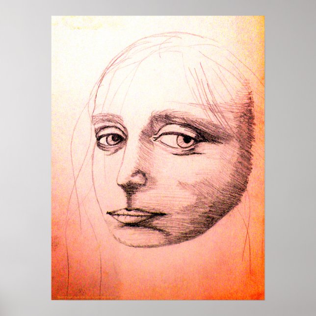 Affiche "Sketch of a girl" (sangria) , A study of da Vinci (Devant)