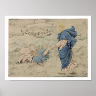 Affiche Sketch of Christ Walking on Water (w/c on paper)