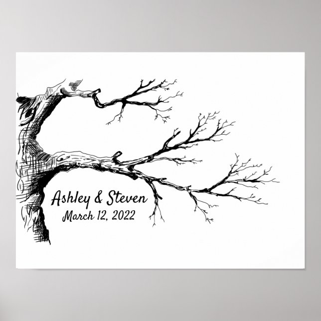 Affiche Sketch Thumbprint Tree Guest Book (Devant)