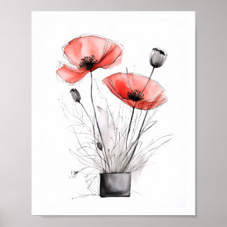 Affiche Sketchy Poppy Art