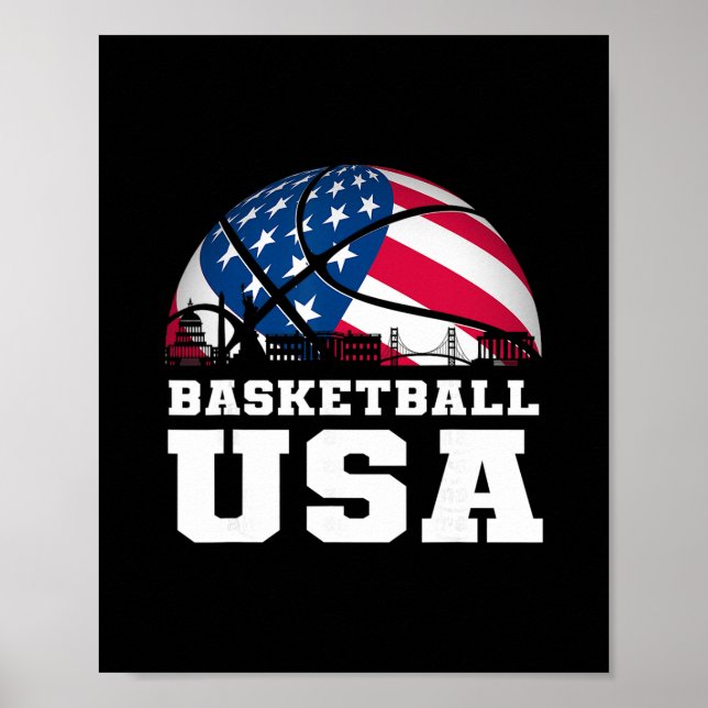 Affiche Sketll Usa Soutenez L'équipe Drapeau Usa Rêve  (Devant)