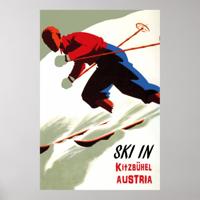 Affiche Ski à Kitzbuhel, Autriche (Devant)
