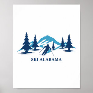 Affiche Ski Alama Station de ski Ski Ski Ski