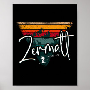 Affiche Ski alpin vintage Zermatt Alpes suisses Suisse