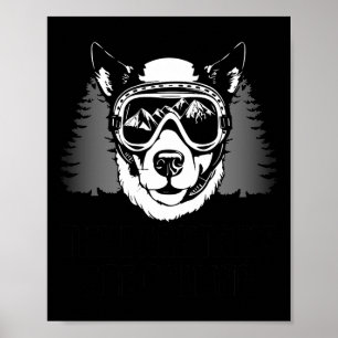 Affiche Ski amusant Amoureux des chiens Ski de montagne Sp