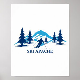 Affiche Ski apache new mexico station de ski skieur