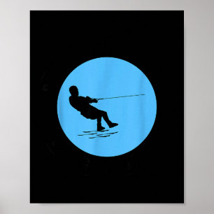 Affiche ski aquatique barefoot sport bateau à moteur aquat